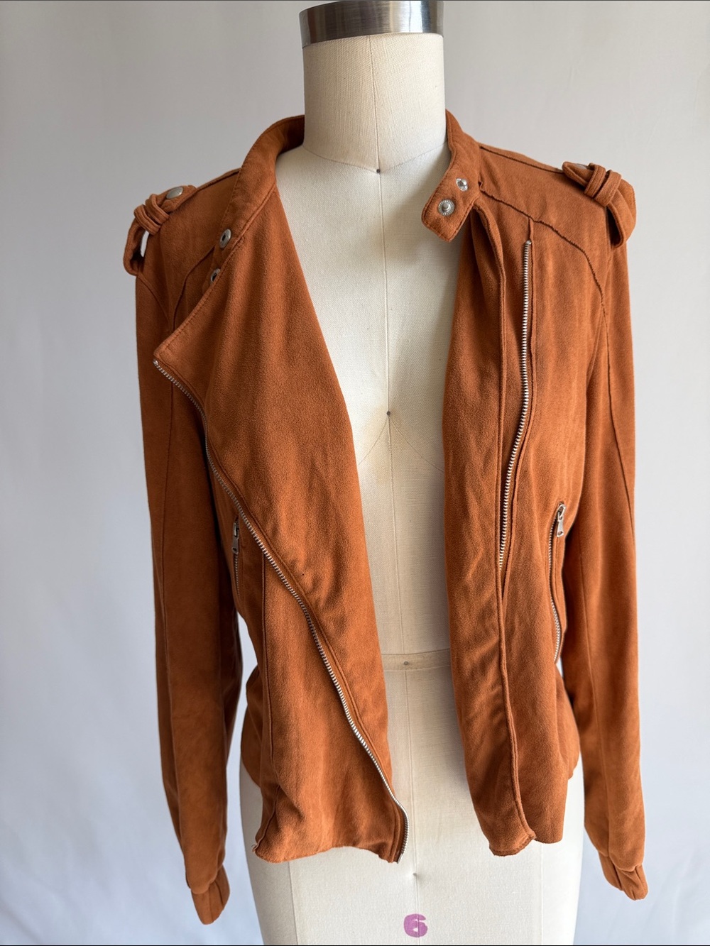 Women’s Asymmetric Zip Moto Jacket - Rust